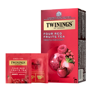 TWININGS进口川宁四红果果香红茶 2g×25包独立装袋泡茶自然醇厚