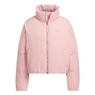 阿迪达斯三叶草女装2024冬短款保暖运动休闲连帽鸭绒羽绒服JD3789