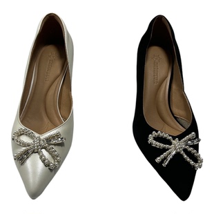 natursun娜冉正品撤柜秋冬女鞋细高跟尖头浅口蝴蝶结职业OL女单鞋