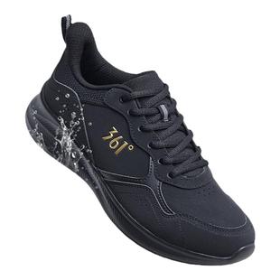 361黑色运动鞋男秋季新款青少年学生鞋子减震Q弹皮面跑步鞋男款