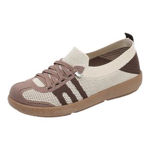 春夏季新款德训鞋时尚飞织网面休闲单鞋软底防滑轻便老北京布鞋女