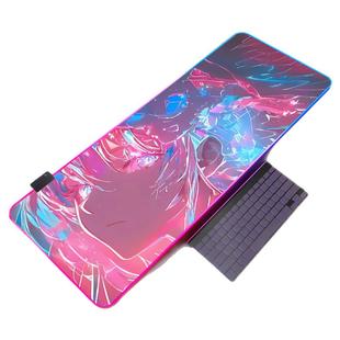 动漫RGB发光鼠标垫超大电竞游戏加厚防水氛围感办公键盘定制桌垫