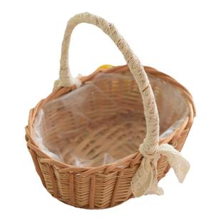 手工柳编户外野餐篮手提购物篮水果篮子竹编竹篮收编织纳筐小篮子