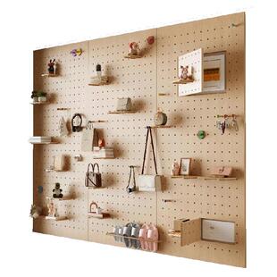 实木洞洞板定制墙上置物架入户玄关隔板挂板收纳架墙面墙壁展示架