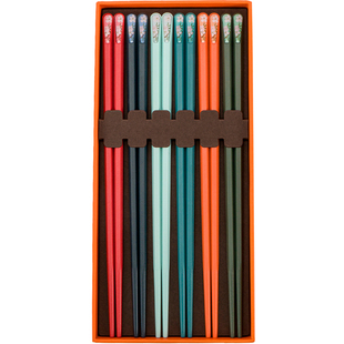 玛戈隆特 餐具雨花轩磨砂防滑易清洗6双礼盒家用无漆无蜡安心筷子