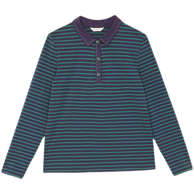 米兰登长袖条纹针织衫