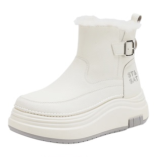 星期六厚底加绒雪地靴女2025年冬季新款防滑保暖棉鞋短筒靴子短靴