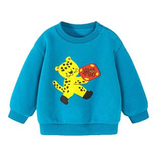 迷你巴拉巴拉男女童宝宝卫衣内里加绒萌趣新年拜年服马年红色上衣