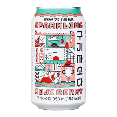 韩国原装进口GOJI BERRY枸杞味碳酸饮料350ml*24罐整箱果味气泡水