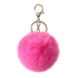 8CM仿獭兔毛毛绒球钥匙扣手工创意DIY箱包配饰包包挂件钥匙圈饰品