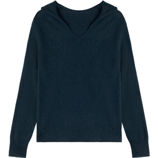 布景毛衣女2026年春季新品简约连帽细闪设计含羊毛针织衫上衣6610