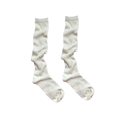 夏季薄款细条白色堆堆针织袜