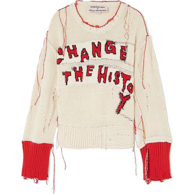 【618返场】Stella Mccartney 秋冬女露背仿旧嵌花棉质毛衣