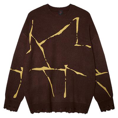 散步時分破洞设计感宽松毛衣潮