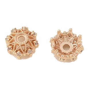 铜镀14K金镶锆五角星花托手工diy手链大花帽隔珠饰品配件珠托材料