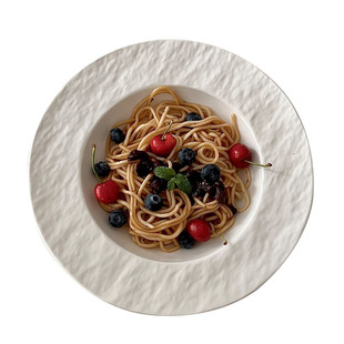 法式ins陶瓷盘子家用简约9.5寸大盘子北欧风汤盘意面西餐盘早餐盘