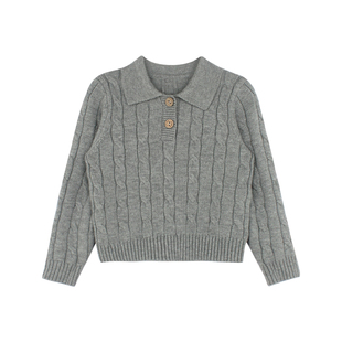 大耳象女童翻领麻花毛衣冬季新款宝儿polo针织衫保暖休闲加厚上衣