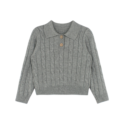 大耳象女童翻领麻花毛衣冬季新款宝儿polo针织衫保暖休闲加厚上衣