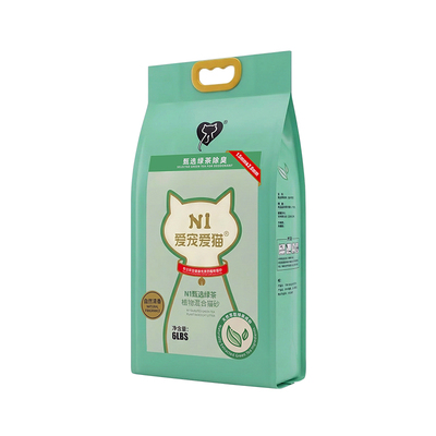 N1爱宠爱猫甄选红茶绿茶猫砂除臭混合自然清香可冲马桶约2.7kg/包