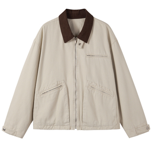 SOMENUM森林 25AW「优雅老钱风」灯芯绒撞色秋冬男女短款炒洗夹克