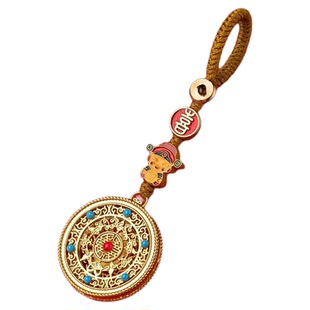 景泰蓝珐琅古法金福牌车钥匙扣招财神爷锦鲤葫芦挂饰钥匙扣挂件