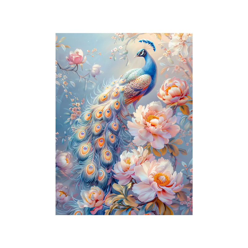 牡丹孔雀客厅玄关大气5d钻石贴画新款diy粘钻十字绣满绣点砖石秀