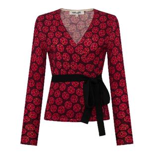 [美利奴羊毛]DVF2025秋冬新款深紫红色幸运骰子裹身毛衣WW3T001