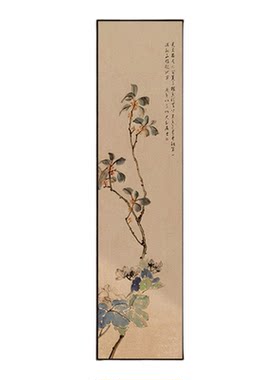 松崖观瀑宋式美学玄关装饰画新中式客厅茶室走廊过道竖版山水挂画