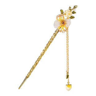 情人节礼物Cercoo/奢蔻梵高野玫瑰发饰发簪发冠流苏步摇簪花古风