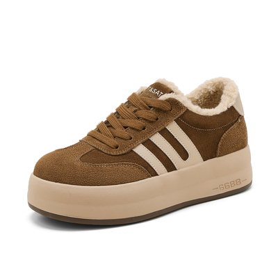 星期六冬季加绒小白鞋厚底增高