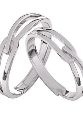 钟久久情侣对戒环环相扣S925银饰