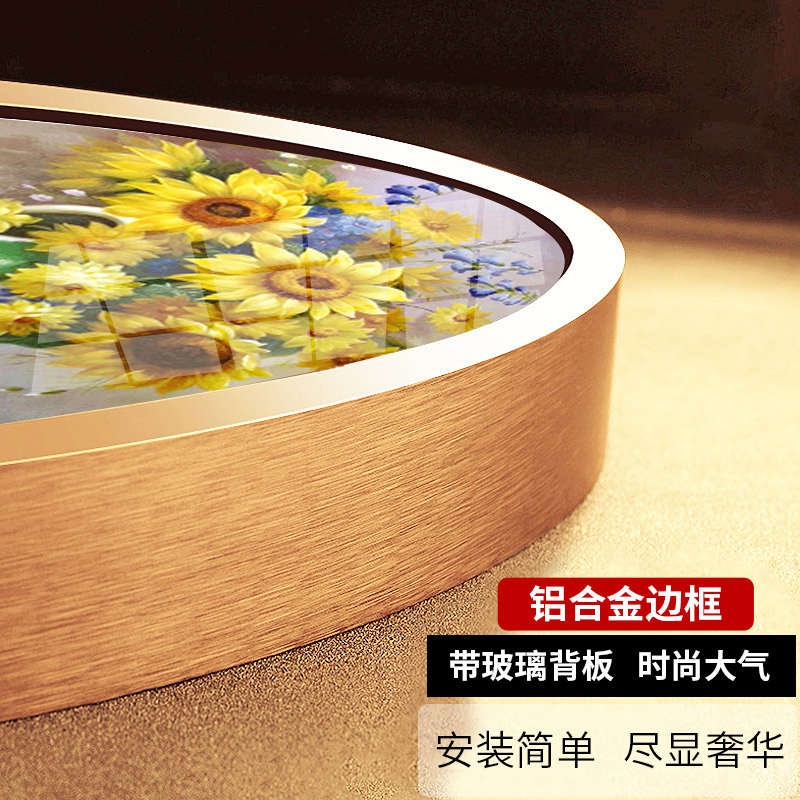 2024新款5D钻石画满钻花圆形向日葵餐厅客厅点砖石贴画十字绣2025