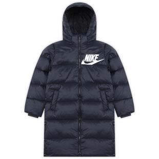 耐克大童轻巧梭织羽绒服外套冬宽松侧边按扣绗缝长款NIKE IR0028