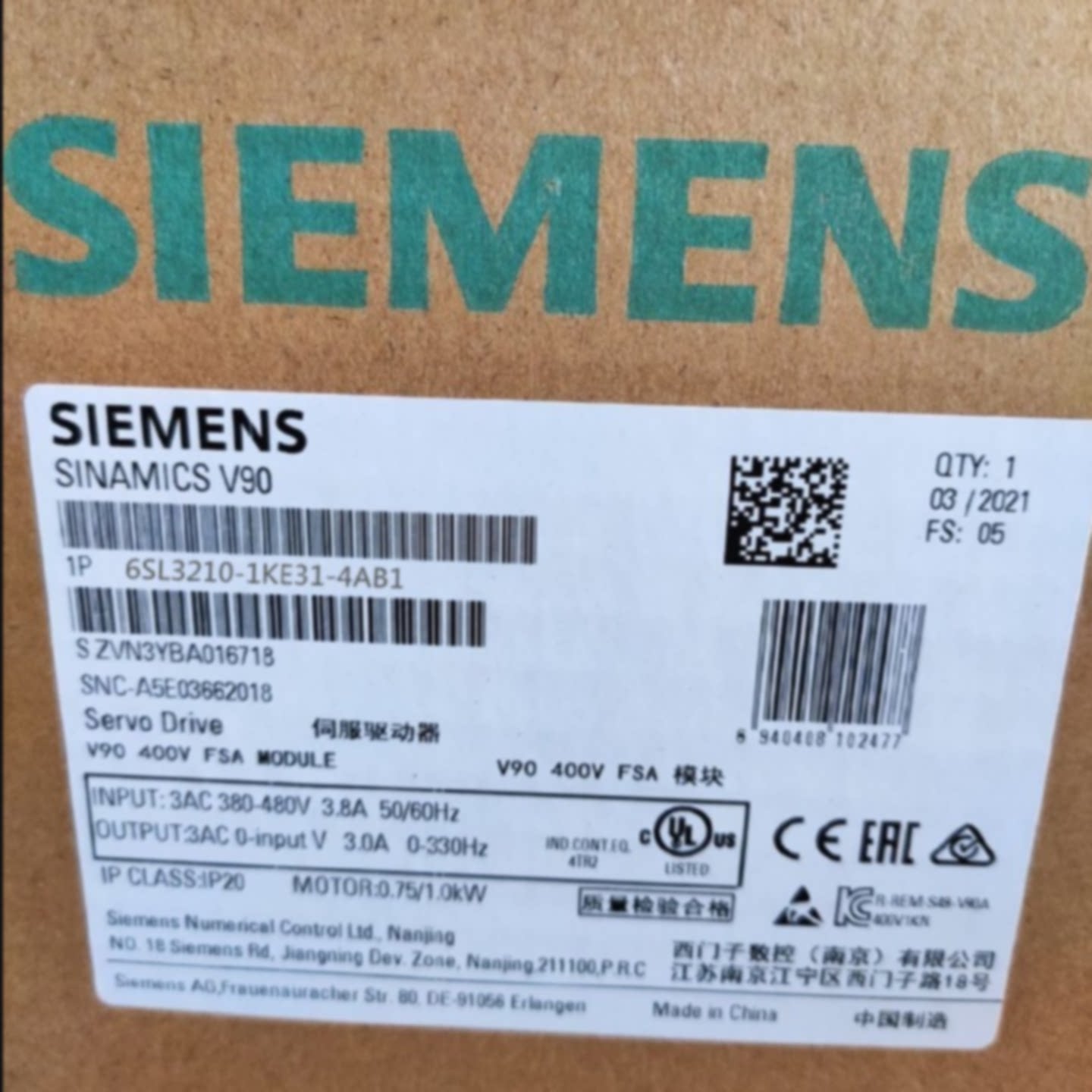 议价全新原装6SL3210-1KE31-4AB1 G120C变频器55KW 6SL32101KE314
