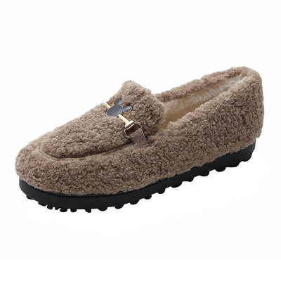 羊羔毛毛鞋女冬外穿加绒豆豆鞋