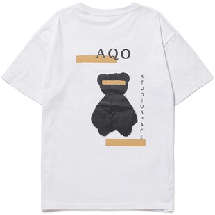 [REコンテナ] 定制 IU同款韩版爱豆都穿的可爱的墨水小熊短袖T恤