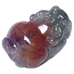 捡漏天然极光Auralite23貔貅吊坠彩虹极光水晶挂件紫钛晶貔貅配饰