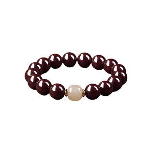 天然原矿朱砂和田玉手串保真纯原石打磨转运本命年礼物男女款手链