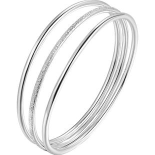 S999纯银手镯女实心网红三生三世三环足银镯子年轻款饰品简约礼物