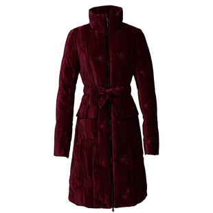 酒红羽绒服女2025冬季新款时尚立领丝绒显瘦白鸭绒保暖外套996