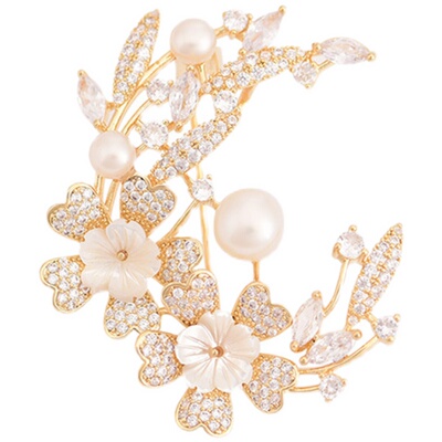 天然淡水珍珠高档奢华西装别针