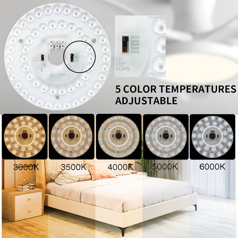 LED雷达感应吸顶灯24W光源CEERP拨开关变色模组码调光温无极替换