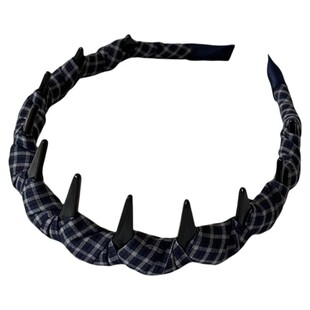 AhuaAhuaya韩系时尚百搭简约格纹布艺带齿细发箍个性压发箍头箍女