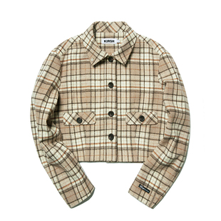 kirsh大樱桃秋新款格子夹克外套女休闲百搭潮牌复古美拉德上衣