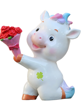 2026新年玻璃钢卡通马生肖摆件