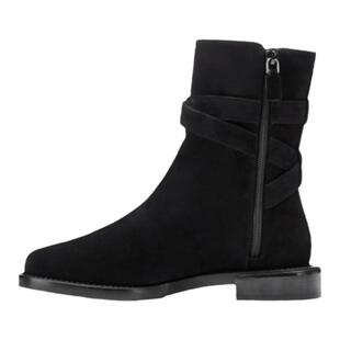 SW RYDER PEARL BUCKLE BELTED秋冬珍珠装饰粗跟短靴侧拉链瘦瘦靴