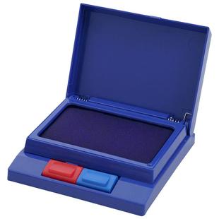 得力快干印台海绵芯大号速干印泥红色印泥盒长方形橡皮章便携印油补充液专用油盖章印章办公用品印尼水性硬泥