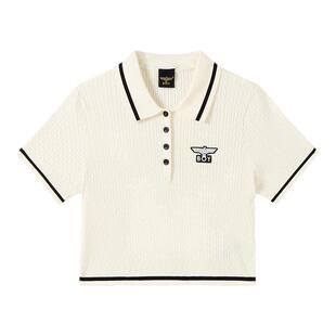 BOYLONDON复古时尚修身短款POLO衫高街潮牌女款针织短袖T恤W01079