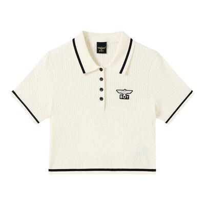 BOYLONDON复古时尚修身短款POLO衫高街潮牌女款针织短袖T恤W01079