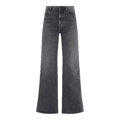 7 For All Mankind春夏烟灰色阔腿裤女新款微喇高级感复古宽松